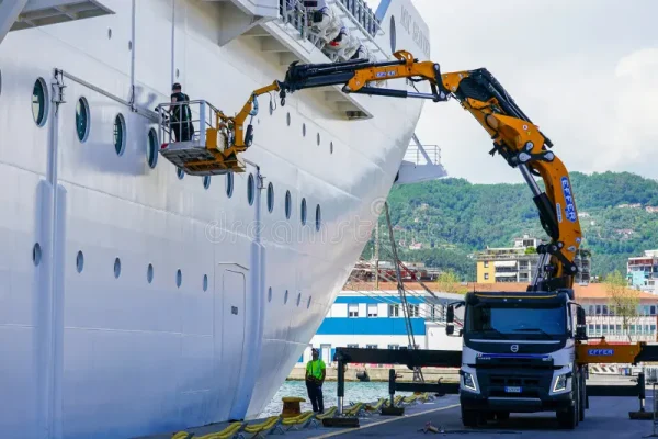 la-spezia-italy-may-maintenance-work-hull-cruise-ship-msc-seaview-using-hydraulic-boom-crane-basket-docked-339686464